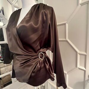 Vtg Satin Nightgown/Jacket Jonquil Neiman Marcus - Sz M & L - Sable Brown
